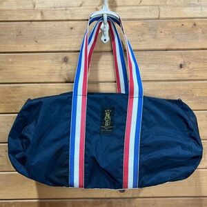 VTG Retro Northwest Wilderness Travel Duffel Bag Navy Blue Red White Strap PNW